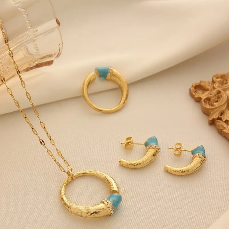 Golden Arc & Turquoise Serenity Jewelry Set