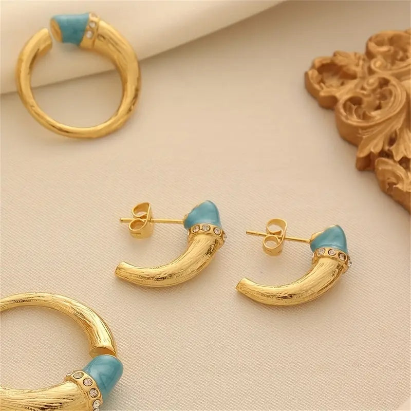 Golden Arc & Turquoise Serenity Jewelry Set