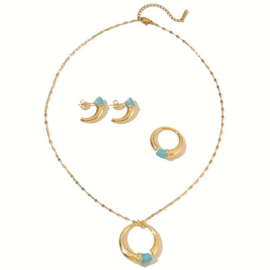 Golden Arc & Turquoise Serenity Jewelry Set