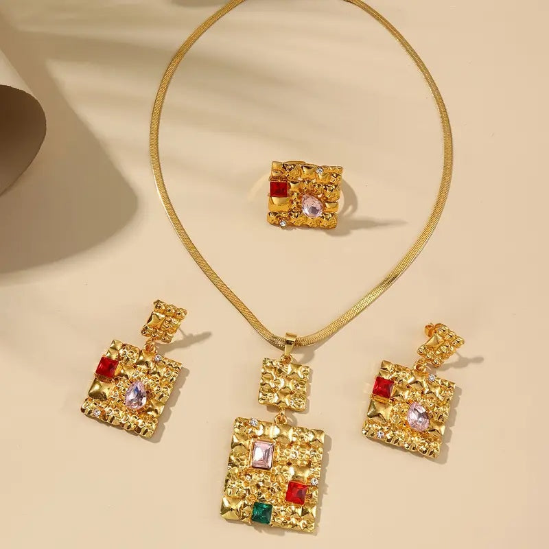Majestic Mosaic Golden Jewelry Set