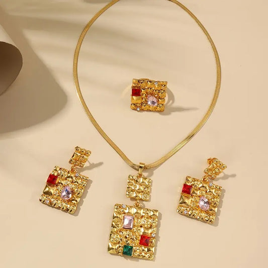 Majestic Mosaic Golden Jewelry Set