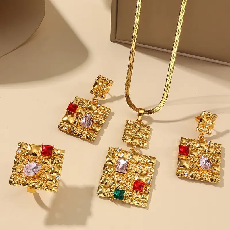 Majestic Mosaic Golden Jewelry Set