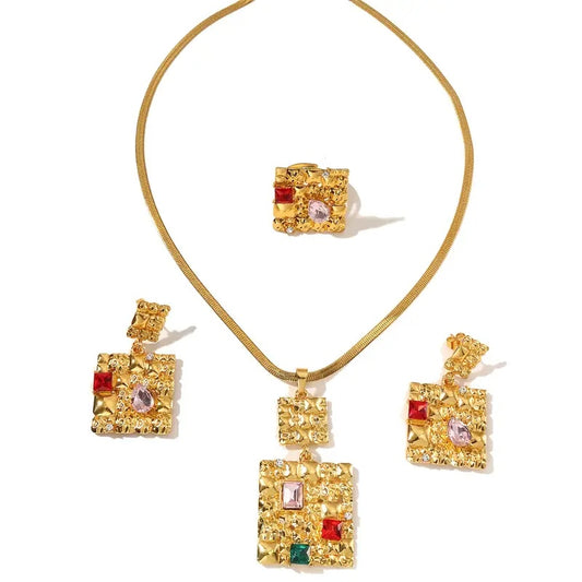 Majestic Mosaic Golden Jewelry Set