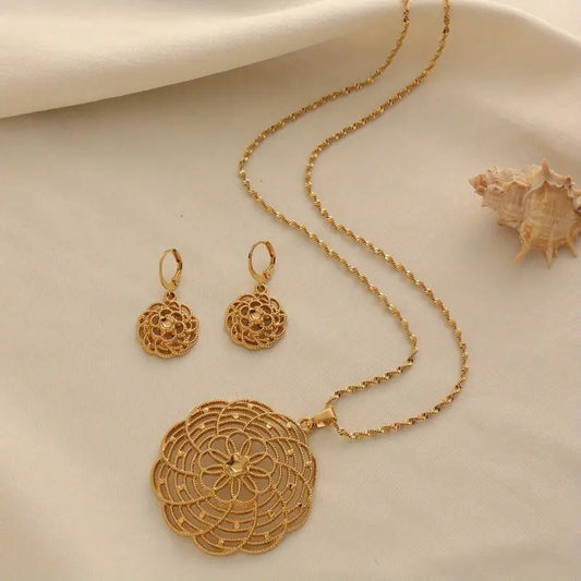 Golden Mandala Bloom Jewelry Set